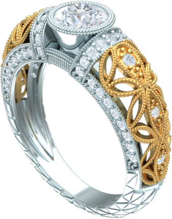 millgrained bezel set engagement ring
