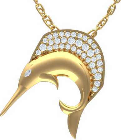 diamond sword fish pendant