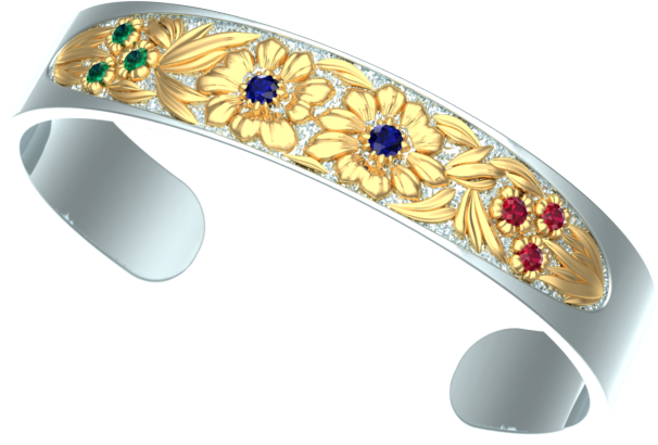 cuff flower & stone bracelet