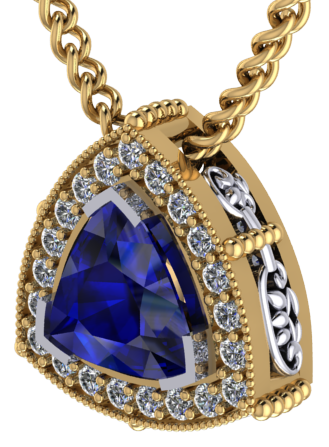 trillion stone halo diamond pendant