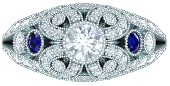 ladies diamond & gem ring