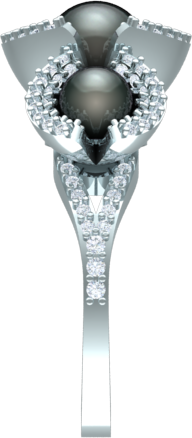 ladies black pearl ring side view
