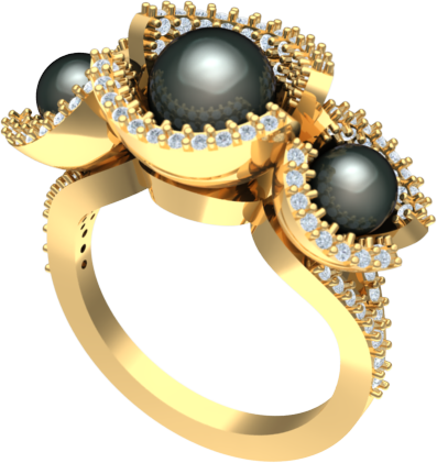 ladies diamond pearl ring