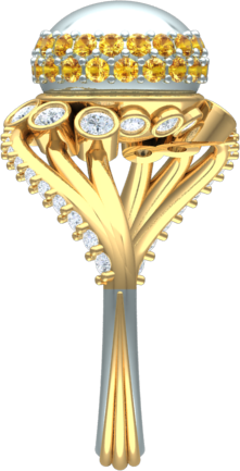 ladies gemstone dome ring side view