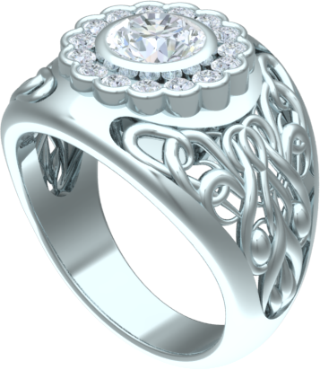 ladies diamond fashion scroll ring
