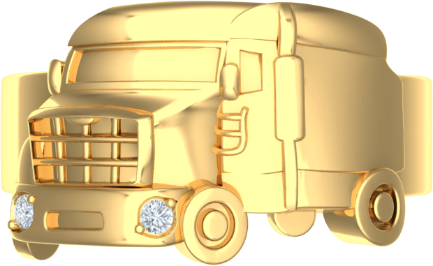 gents truck driving ring with diamonds