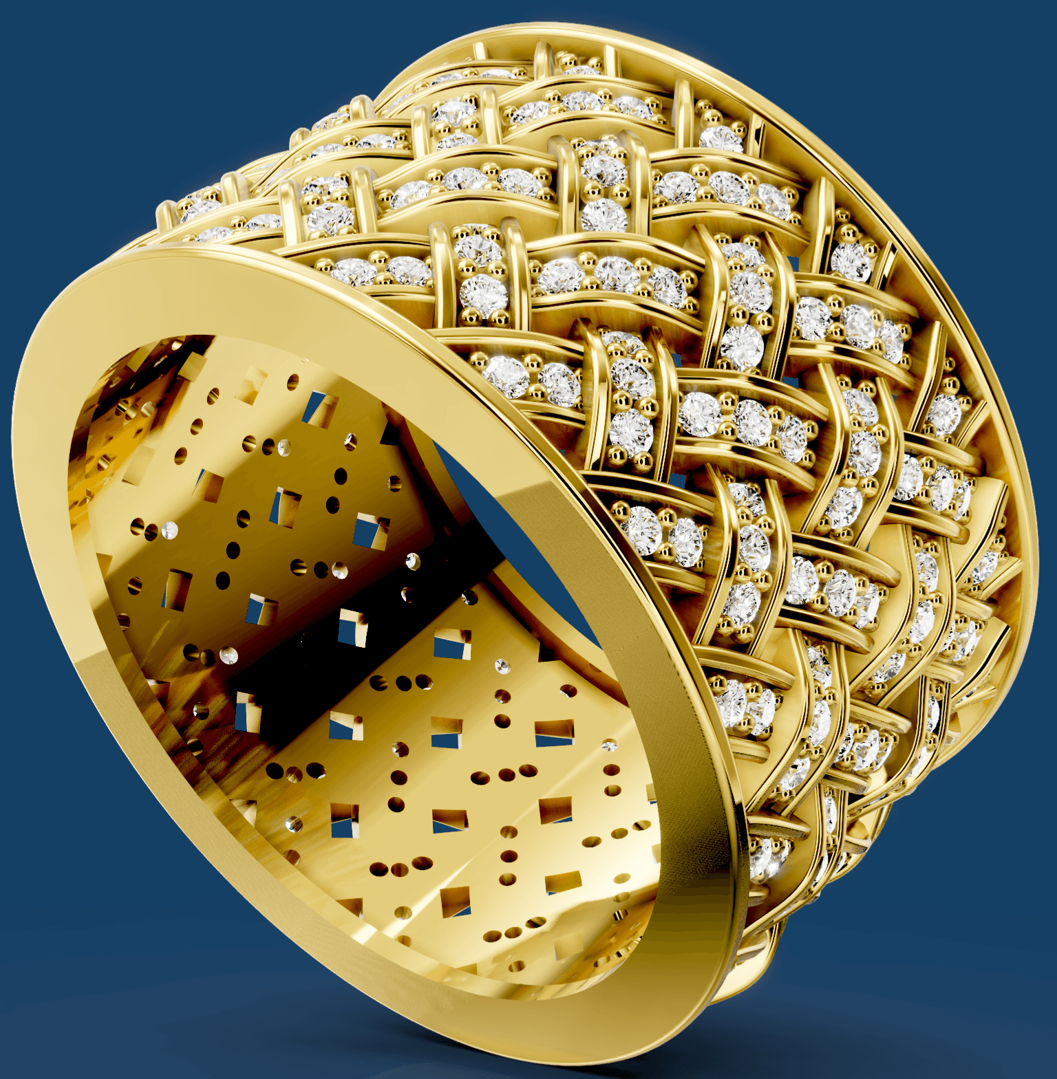 Woven Diamond Wedding Band