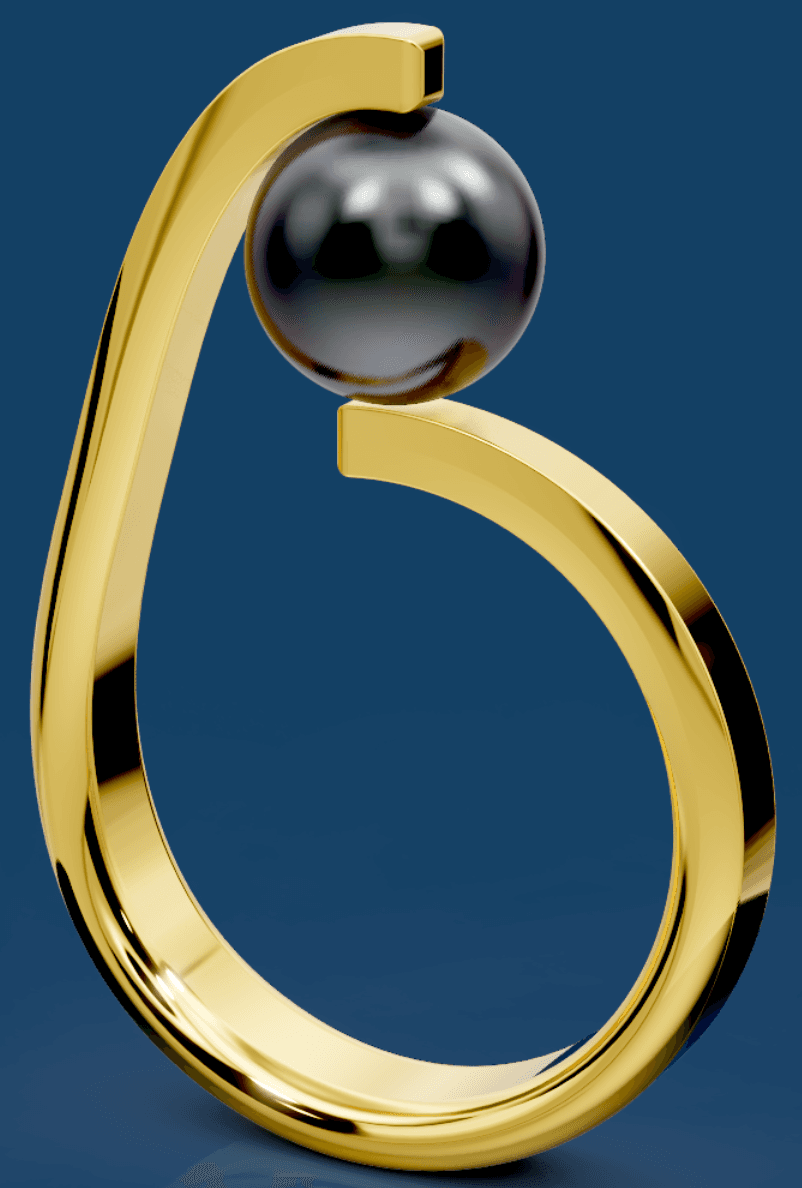 Black Pearl Open-Band Ring
